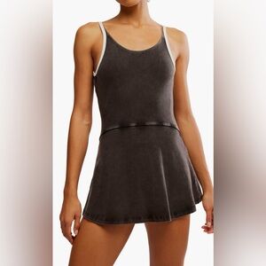Free People FP Movement Hot Shot Black Skortsie Mini Dress Medium NWT